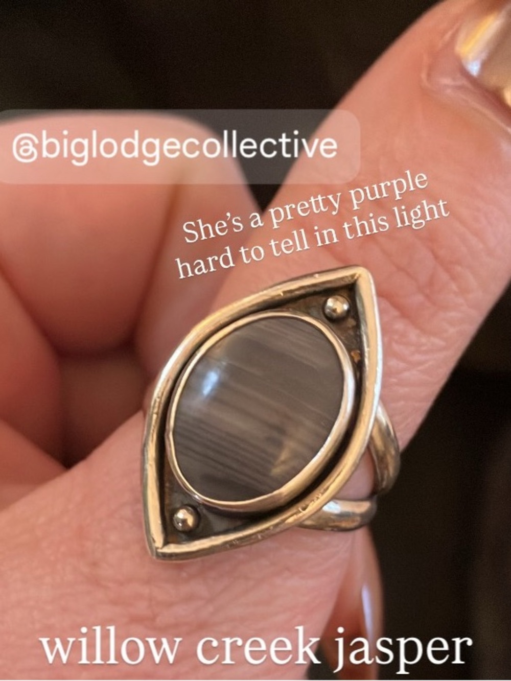 Purple willow creek jasper eye sterling silver ring big lodge collective size 7
